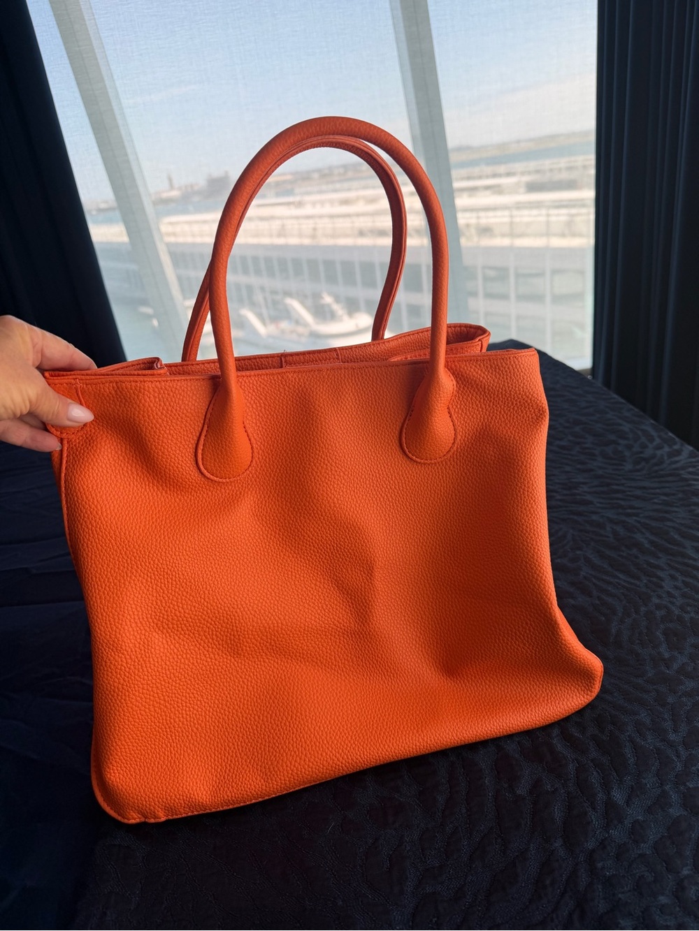 Orange Leather Tote Bag - Women - Picture 7 of 12